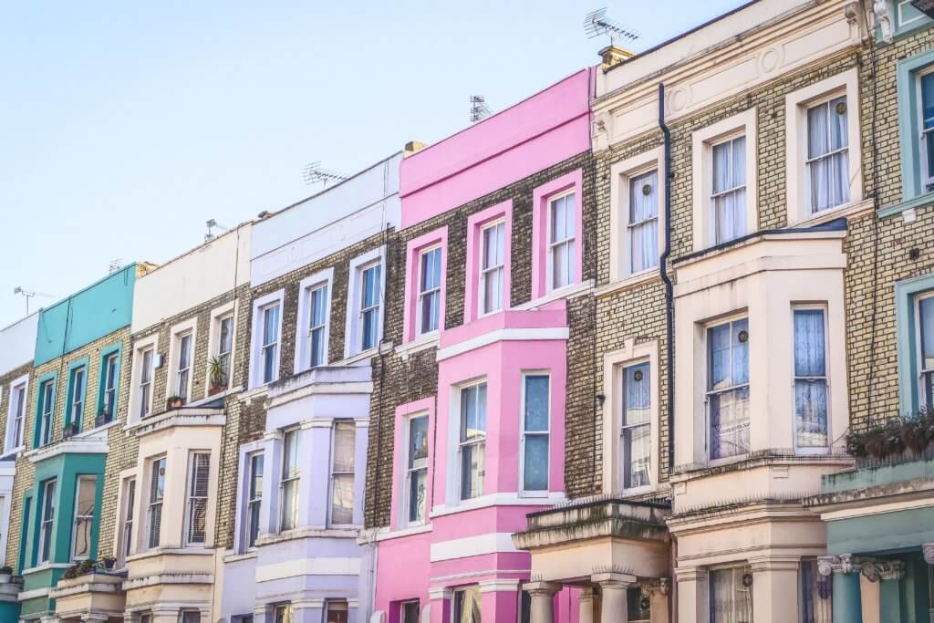Multi colored London houses