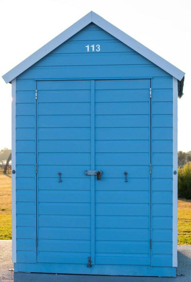 Small shed painted blue
